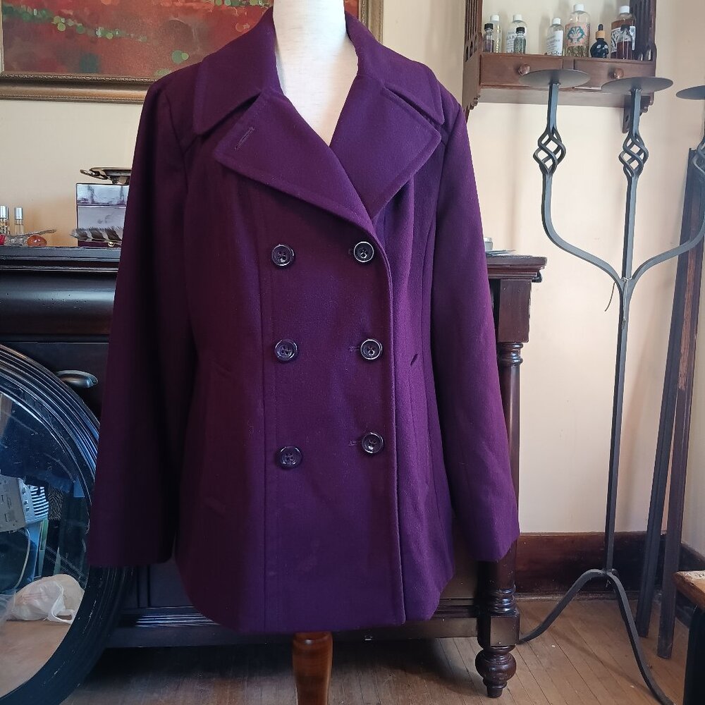 Croft and Barrow Purple Wool Peacoat Large